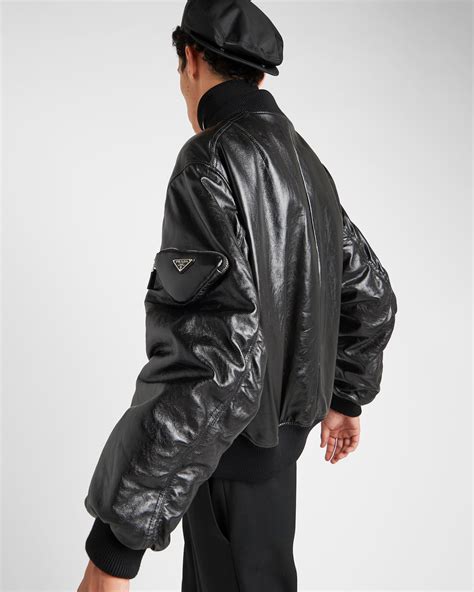 prada bomberjack|prada nappa leather jacket.